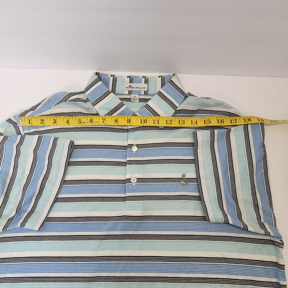 Peter Millar Mens Sailing Blue Stripe Cotton Lisle Short Sleeve Golf Polo M - Picture 7 of 13